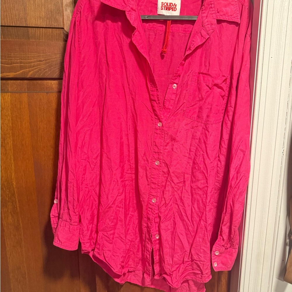 SOLID & STRIPED Fuchsia Button-Up Shirt